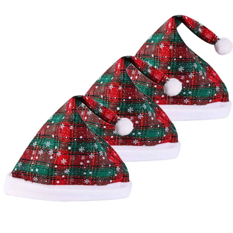 Kerstmutsen Ruit Rood/Groen - 3 Stuks