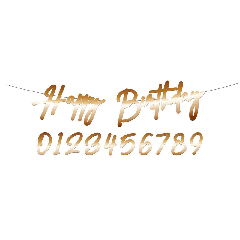Letterslinger Happy Birthday Goud Met Cijfers