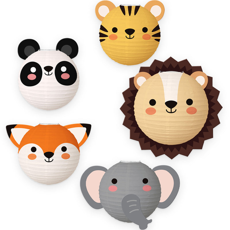 Papieren Lampionnenset Dieren – 25 cm – 5 Stuks