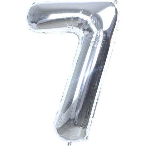 Cijferballon 7 zilver - 70 cm