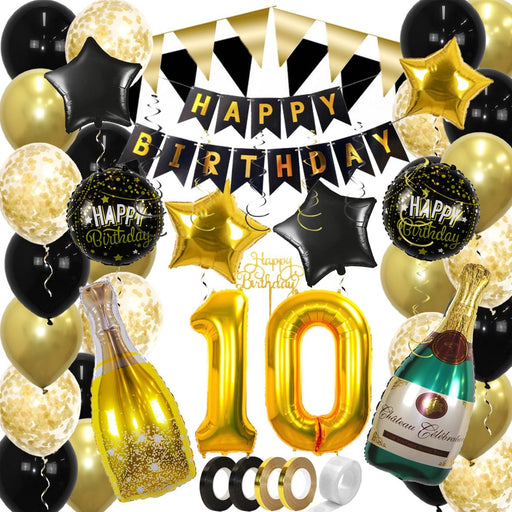 Feestpakket 10 Jaar Goud/Zwart – 60-Delig