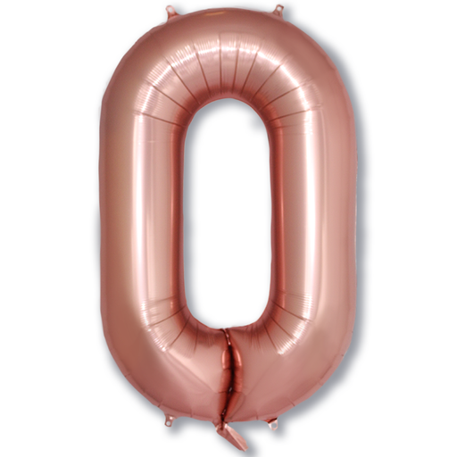 Cijferballon 0 roségoud - 86 cm