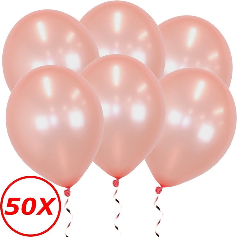 50 metallic roségoud latex ballonnen van 34 cm