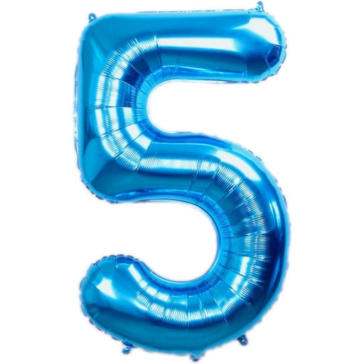 Cijferballon 5 blauw - 70 cm