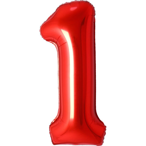 Folie Cijferballon 1 Rood – 86 cm