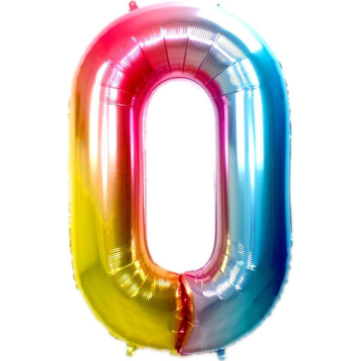 Folie Cijferballon 0 Regenboog 70 cm