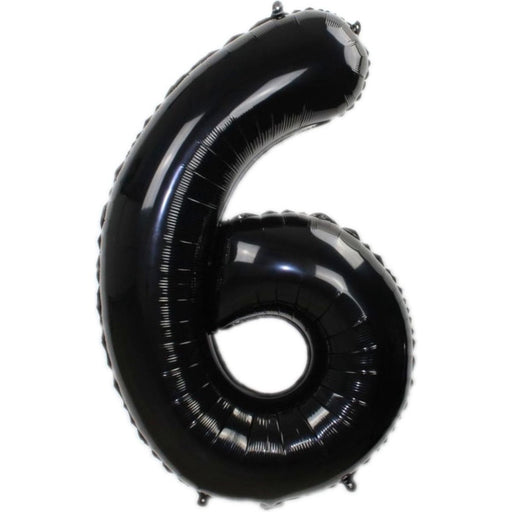 Folie Cijferballon 6 Zwart – 36 cm