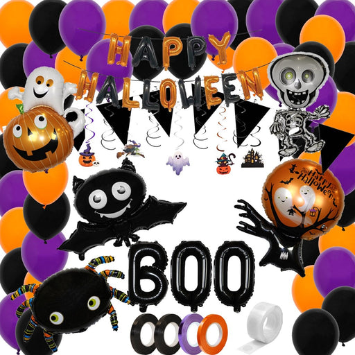 Halloween Feestpakket Oranje/Zwart/Paars – 55-Delig