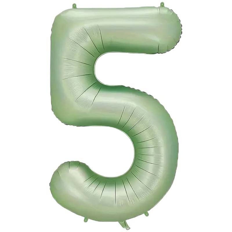 Folie Cijferballon 5 Mintgroen – 86 cm