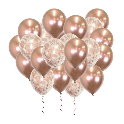 Metallic Latex Ballonnen Roségoud met Confetti – 75 Stuks