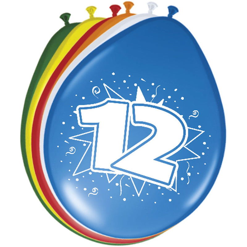 Latex Ballonnen 12 Jaar Multicolor – 8 Stuks