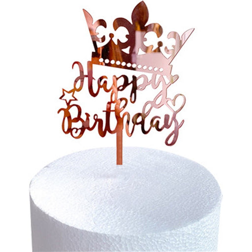 Taarttopper Happy Birthday Roségoud – Kroon