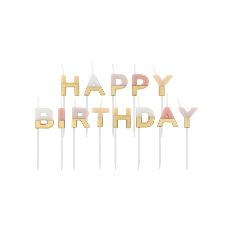 Taartkaarsjes Happy Birthday Pale Pastels – 2 cm