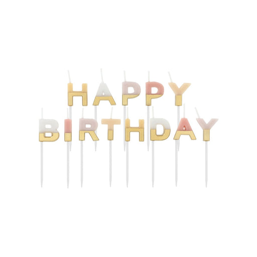 Taartkaarsjes Happy Birthday Pale Pastels – 2 cm