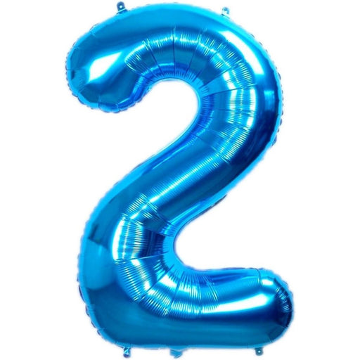 Cijferballon 2 blauw - 36 cm