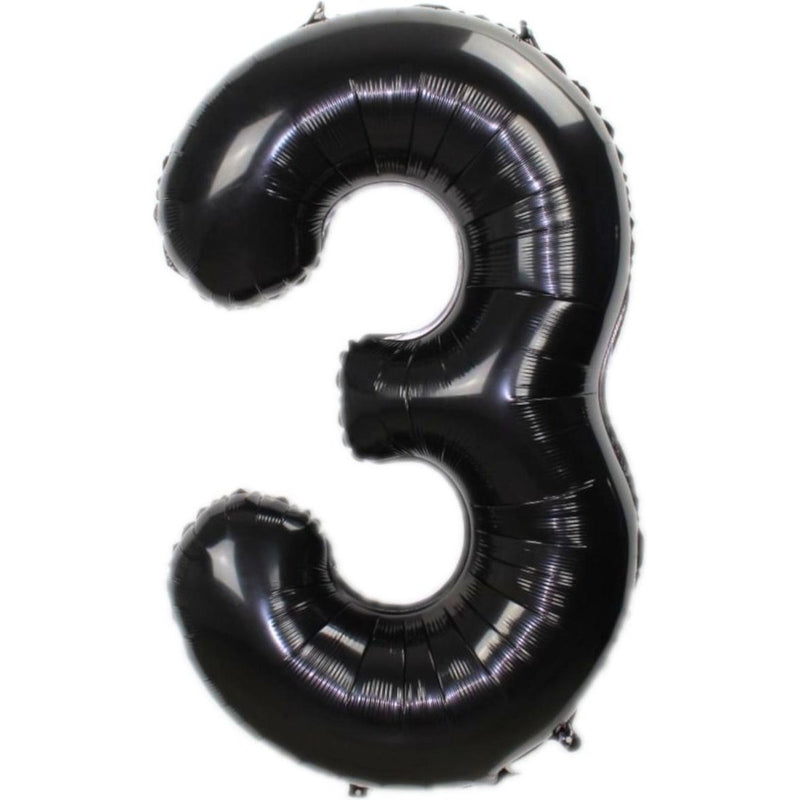 Folie Cijferballon 3 Zwart – 36 cm