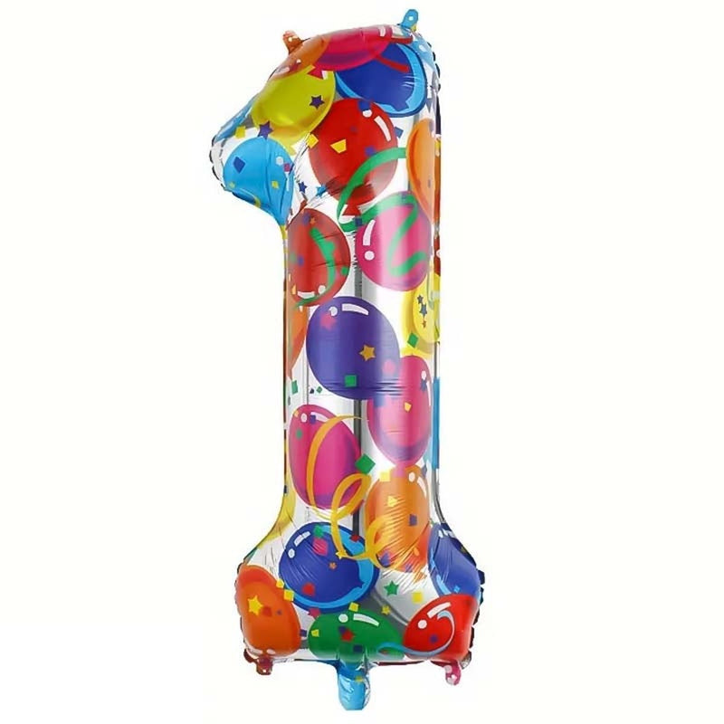Folie Cijferballon 1 Multicolor Ballonnenprint – 86 cm