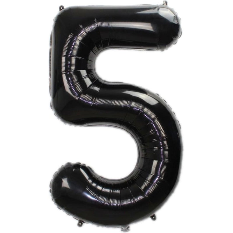 Folie Cijferballon 5 Zwart – 36 cm