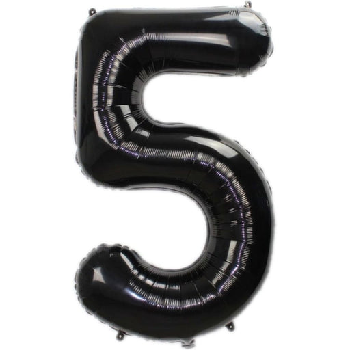 Folie Cijferballon 5 Zwart – 36 cm