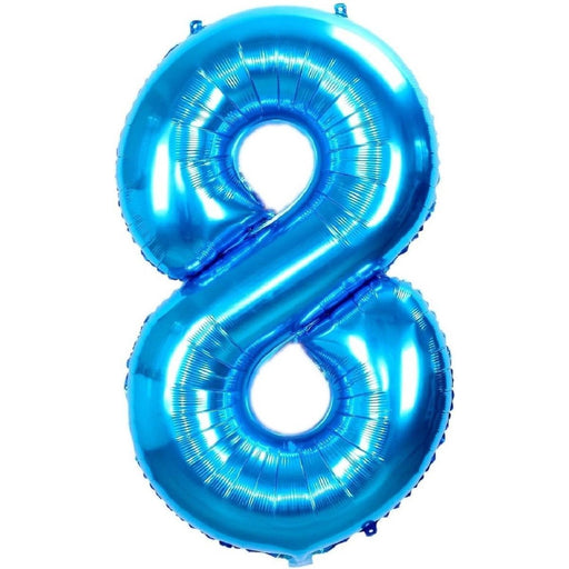 Cijferballon 8 blauw - 70 cm