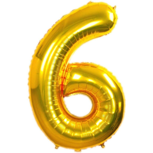 Cijferballon 6 goud - 36 cm