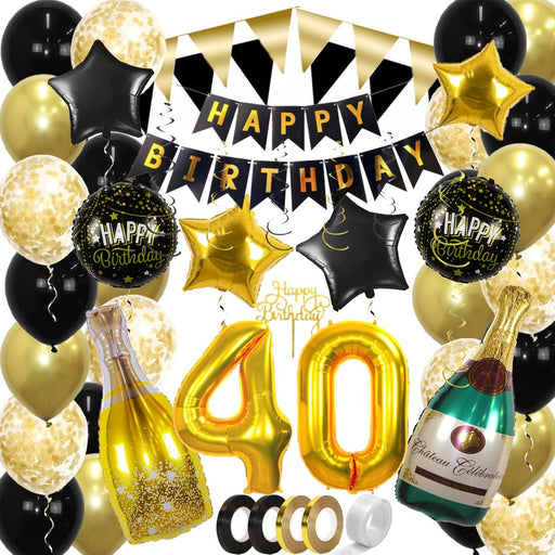 Feestpakket 40 Jaar Goud/Zwart – 60-Delig