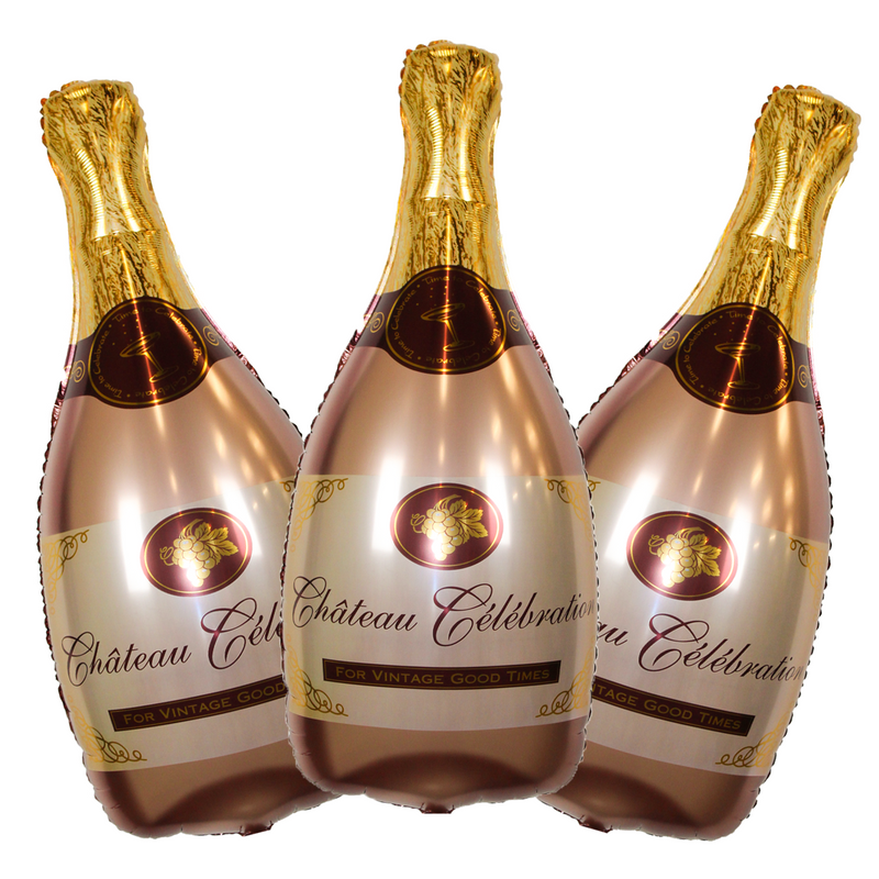 Folieballonnen Champagnefles Happy Birthday Roségoud - 3 Stuks - 45 x 90 cm