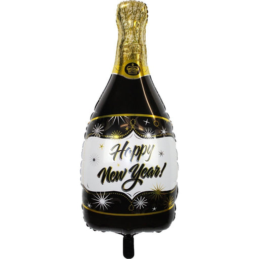 Folieballon Champagnefles Happy New Year Zwart en Goud