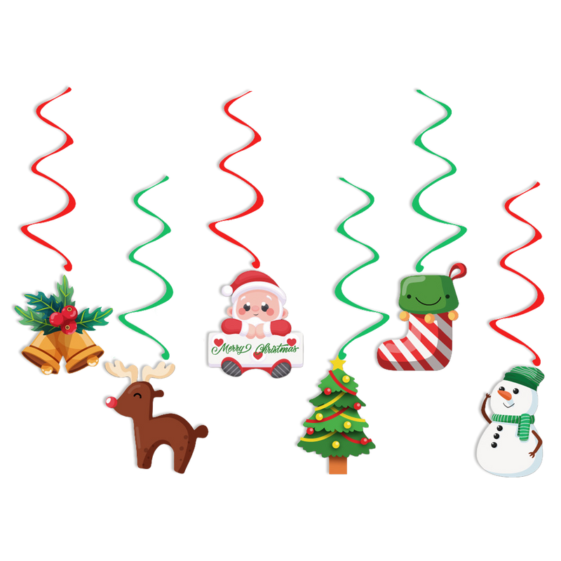 Hangdecoratie Kerstfiguren multicolor – 6 stuks – 70 cm