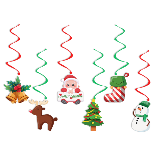 Hangdecoratie Kerstfiguren multicolor – 6 stuks – 70 cm