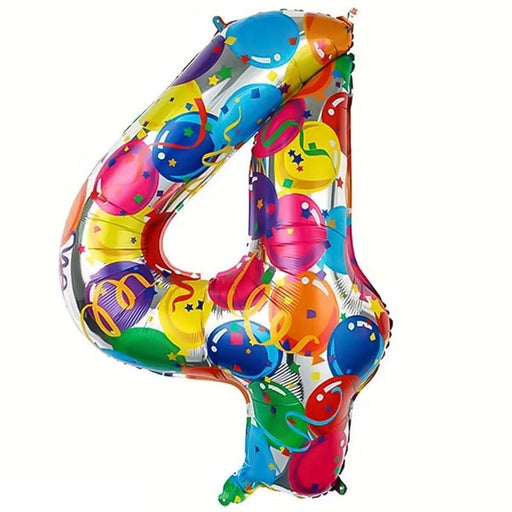Folie Cijferballon 4 Multicolor Ballonnenprint – 86 cm