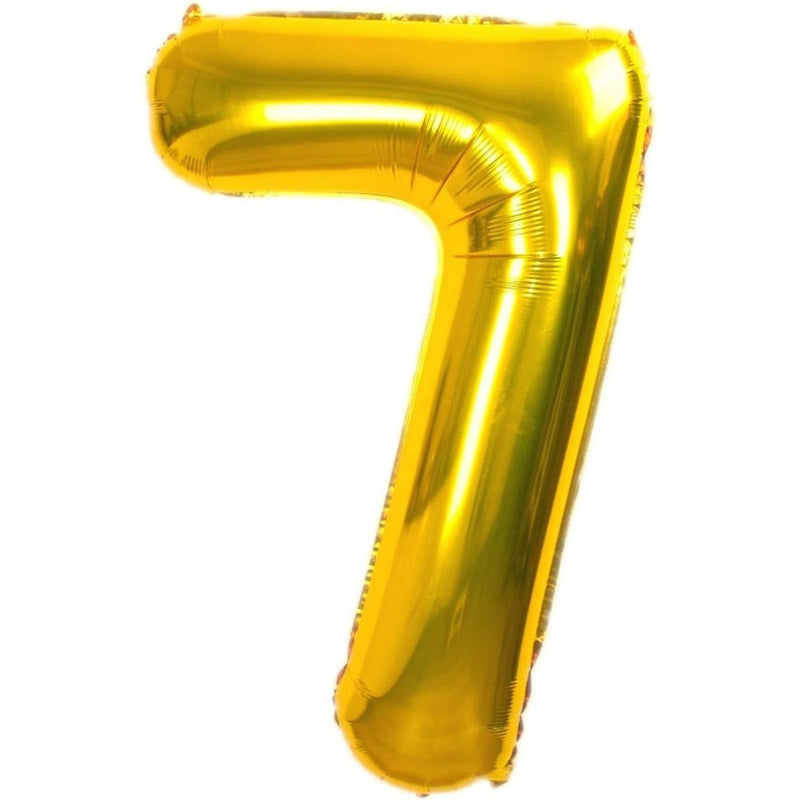Cijferballon 7 goud - 70 cm