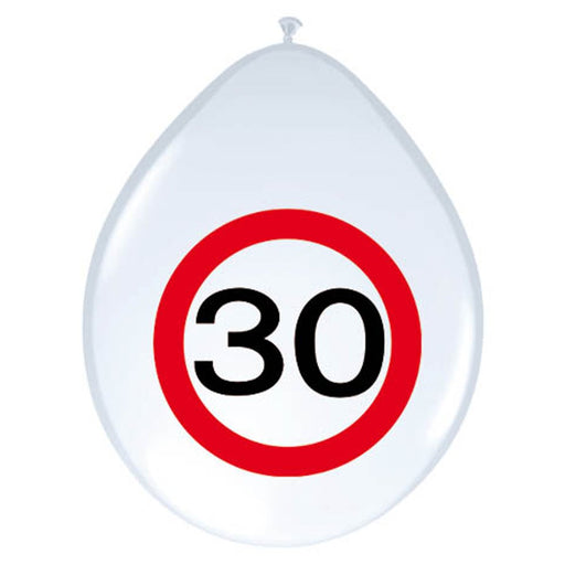 Latex Ballonnen Verkeersbord 30 Jaar – 8 Stuks