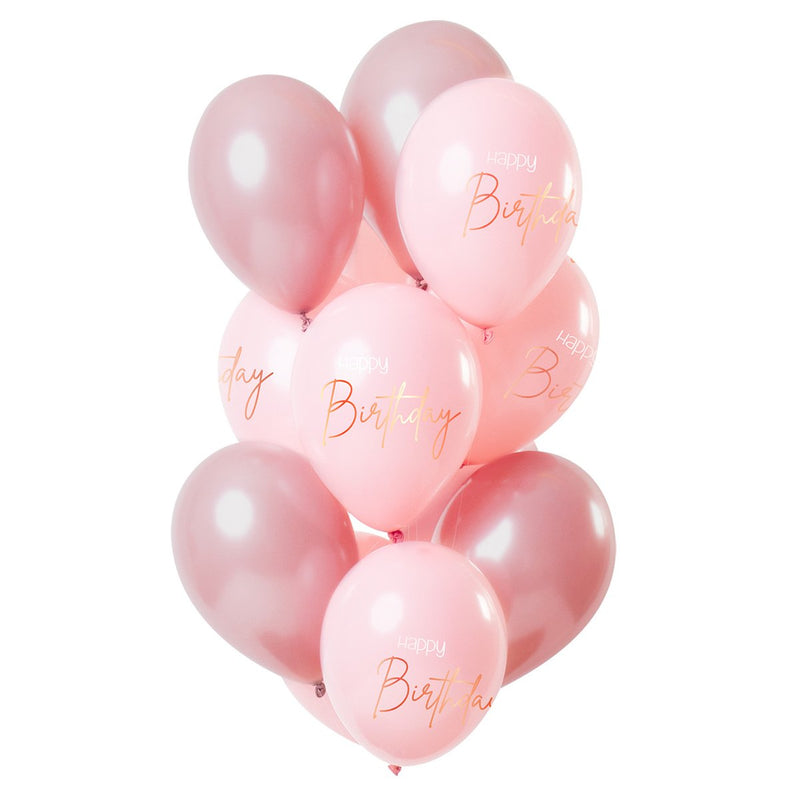 Latex Ballonnen Happy Birthday Lush Blush – 12 Stuks