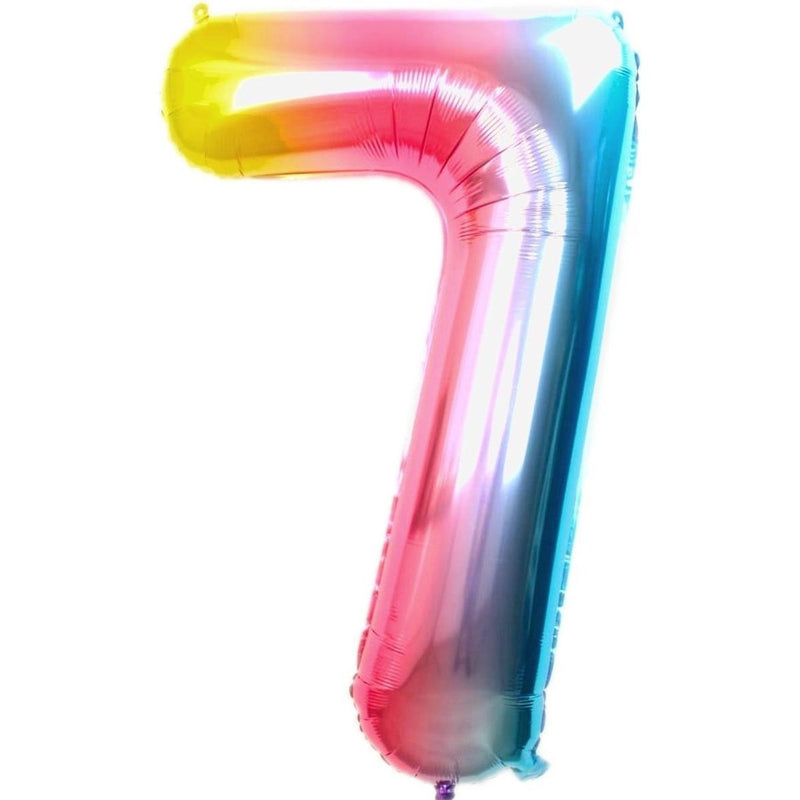 Folie Cijferballon 7 Regenboog 70 cm