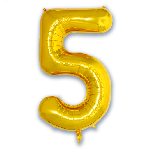 Cijferballon 5 goud - 86 cm