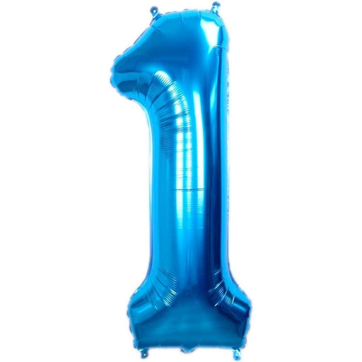 Cijferballon 1 blauw - 36 cm
