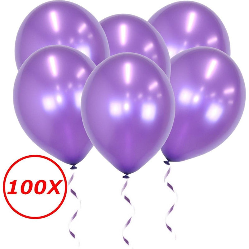 Metallic Latex Ballonnen Paars 34 cm – 100 Stuks