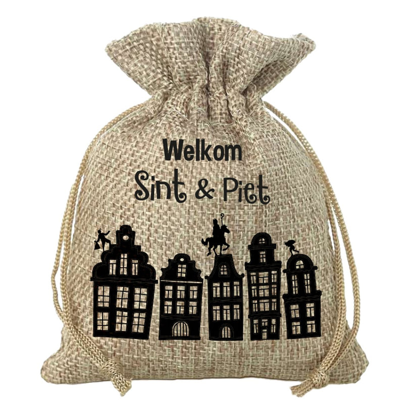Jute Cadeauzak Welkom Sint & Piet