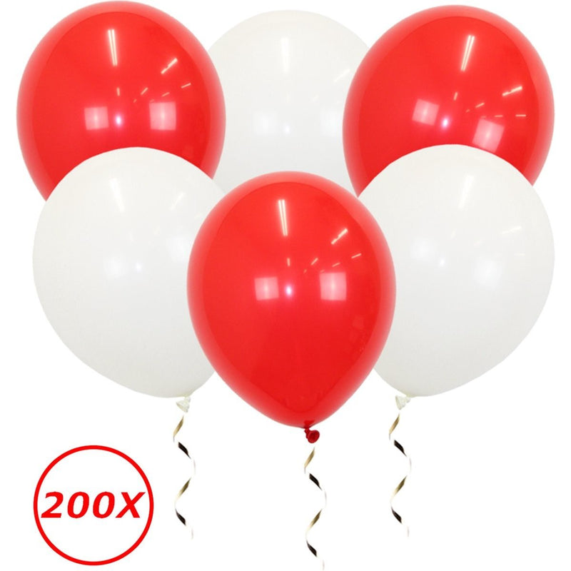 Latex Ballonnen Rood en Wit – 200 Stuks – 34 cm
