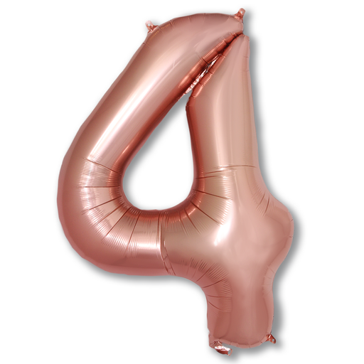 Cijferballon 4 roségoud - 86 cm