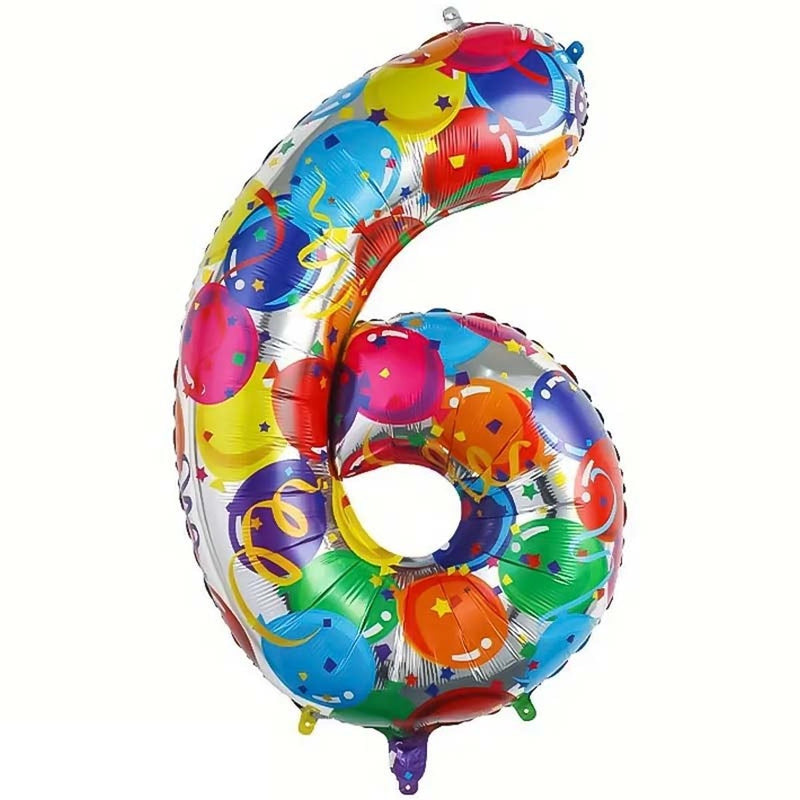 Folie Cijferballon 6 Multicolor Ballonnenprint – 86 cm