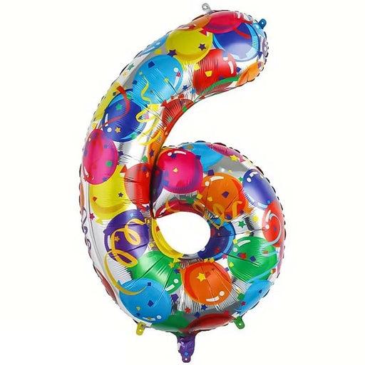Folie Cijferballon 6 Multicolor Ballonnenprint – 86 cm