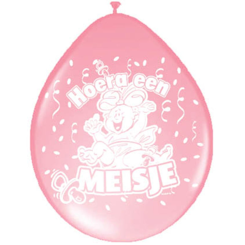 Latex Ballonnen Hoera Een Meisje Roze – 8 Stuks