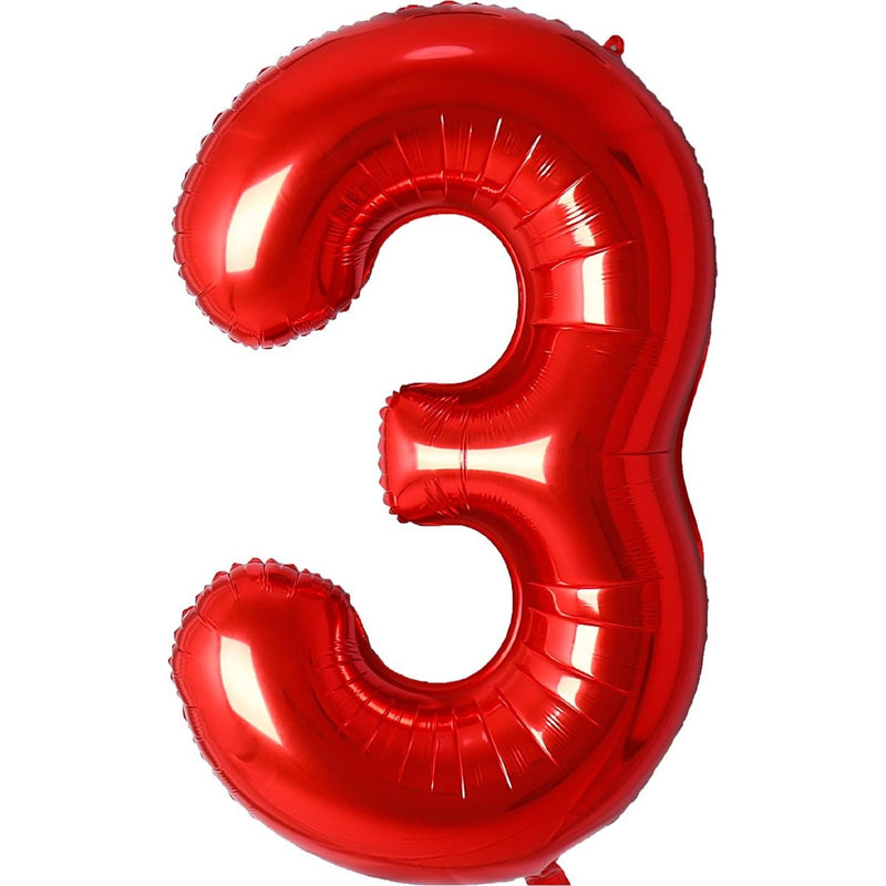 Folie Cijferballon 3 Rood – 86 cm
