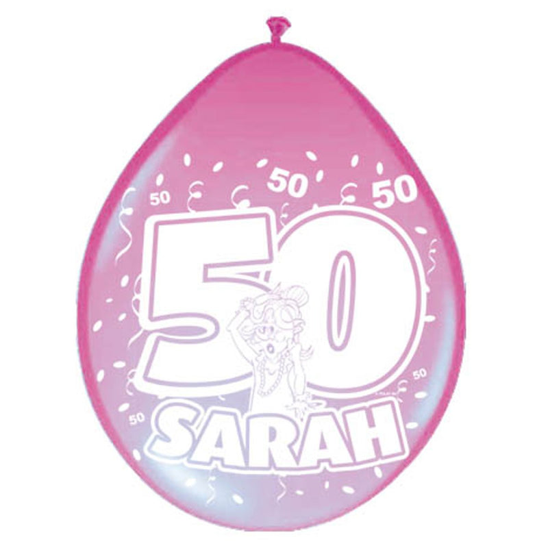 Latex Ballonnen Sarah 50 Jaar – 8 Stuks