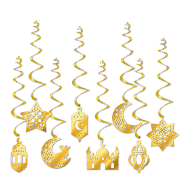 Hangdecoratie Ramadan goud – 8 stuks – 70 cm