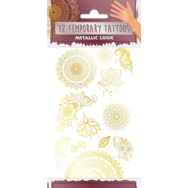Boho Metallic Plaktattoos – 12 Stuks
