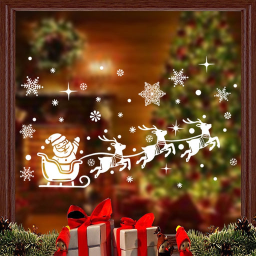 Kerst Raamstickers Kerstman Met Slee Wit – 47 Stuks
