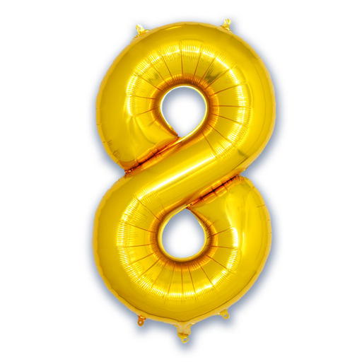Cijferballon 8 goud - 86 cm